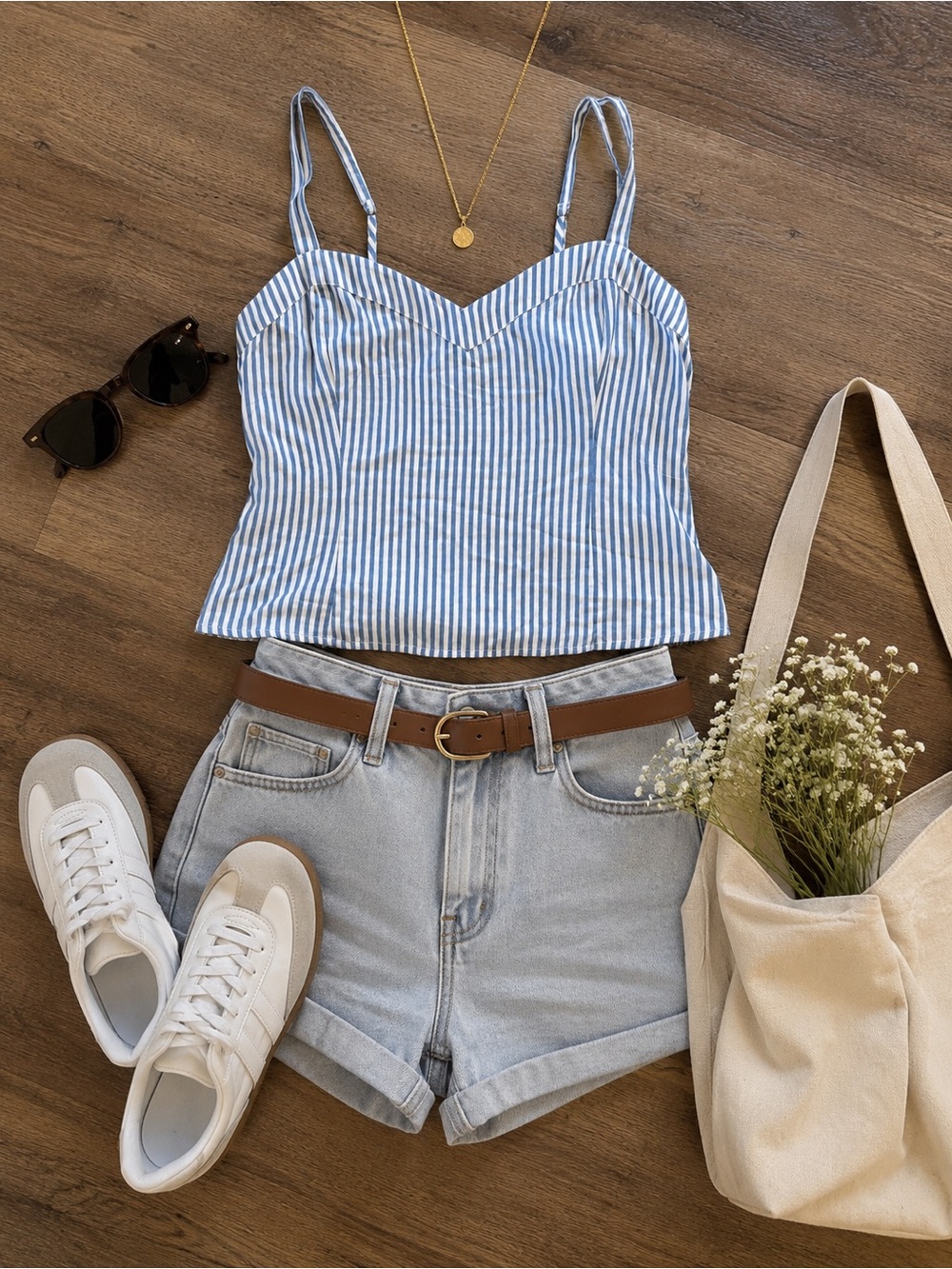 Abercrombie & Fitch Blue and White Striped Camisole